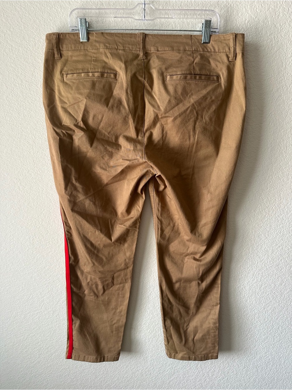 Lauren Ralph Lauren Tan Khaki Chino Pants Red Side Stripe Tapered Women 12 - Picture 6 of 6